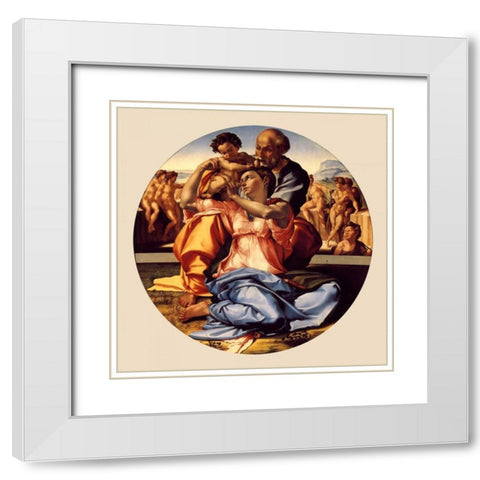 Michelangela The Doni Tondo-3 copy White Modern Wood Framed Art Print with Double Matting by Michelangelo