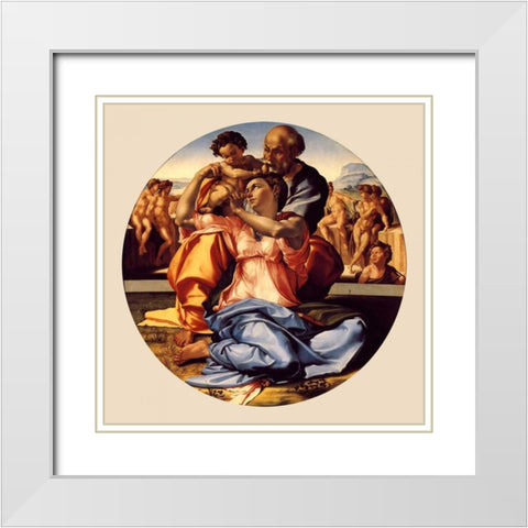 Michelangela The Doni Tondo-3 copy White Modern Wood Framed Art Print with Double Matting by Michelangelo