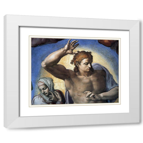 Christ-3 White Modern Wood Framed Art Print with Double Matting by Michelangelo