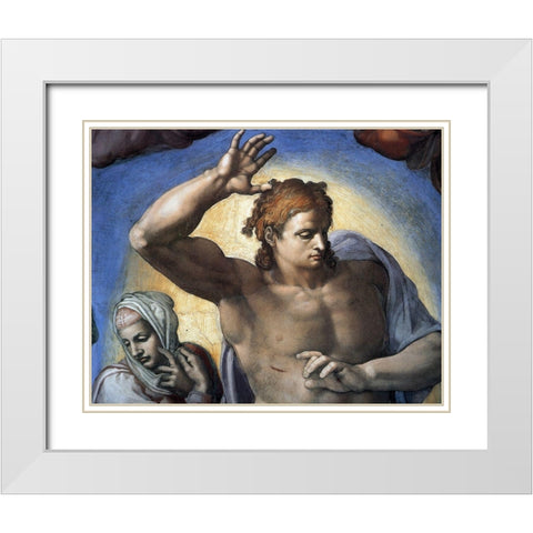 Christ-3 White Modern Wood Framed Art Print with Double Matting by Michelangelo