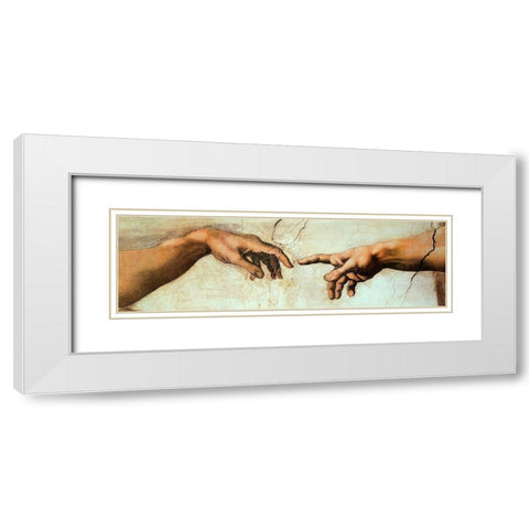 Creation Of Adam (Detail 2) White Modern Wood Framed Art Print with Double Matting by Michelangelo