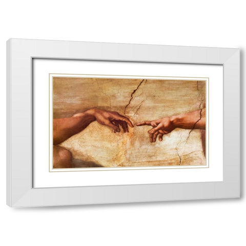 Creation Of Adam - detail White Modern Wood Framed Art Print with Double Matting by Michelangelo