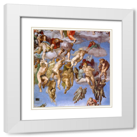 Detail From The Last Judgement 11 White Modern Wood Framed Art Print with Double Matting by Michelangelo