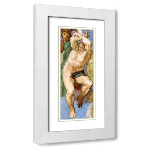 Detail From The Last Judgement 12 White Modern Wood Framed Art Print with Double Matting by Michelangelo