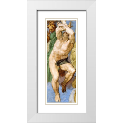 Detail From The Last Judgement 12 White Modern Wood Framed Art Print with Double Matting by Michelangelo