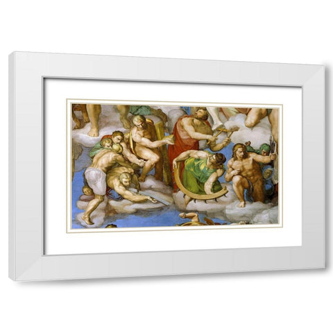 Detail From The Last Judgement 15 White Modern Wood Framed Art Print with Double Matting by Michelangelo