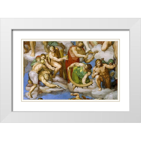 Detail From The Last Judgement 15 White Modern Wood Framed Art Print with Double Matting by Michelangelo