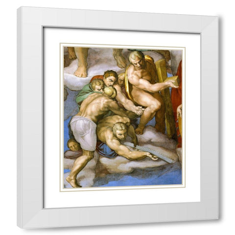 Detail From The Last Judgement 16 White Modern Wood Framed Art Print with Double Matting by Michelangelo