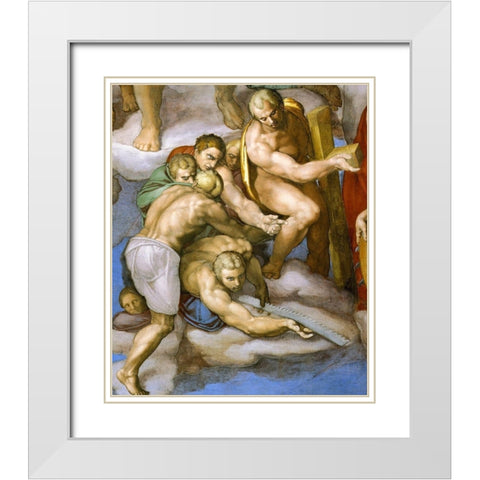 Detail From The Last Judgement 16 White Modern Wood Framed Art Print with Double Matting by Michelangelo