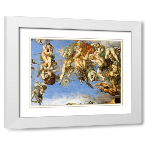 Detail From The Last Judgement 18 White Modern Wood Framed Art Print with Double Matting by Michelangelo