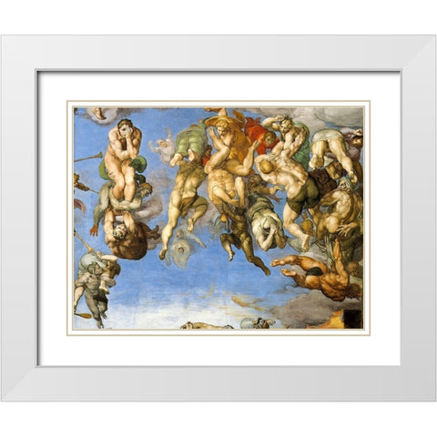 Detail From The Last Judgement 18 White Modern Wood Framed Art Print with Double Matting by Michelangelo