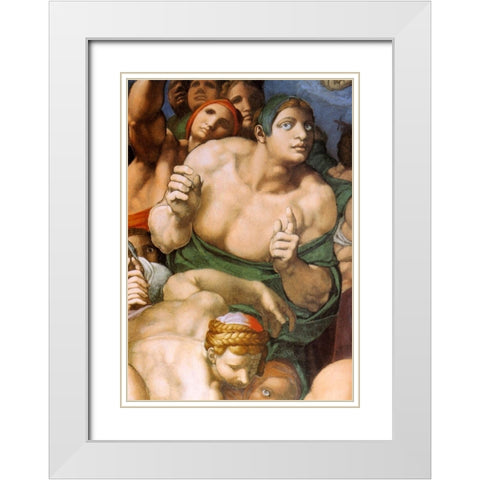 Detail From The Last Judgement 21 White Modern Wood Framed Art Print with Double Matting by Michelangelo