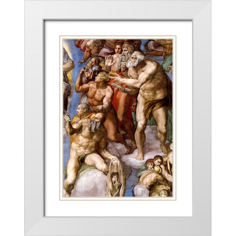 Detail From The Last Judgement 25 White Modern Wood Framed Art Print with Double Matting by Michelangelo