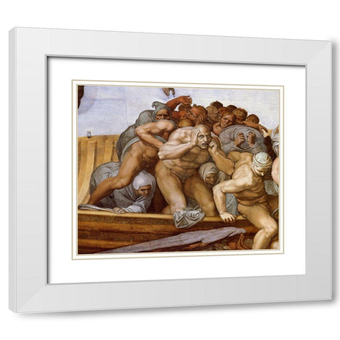 Detail From The Last Judgement 28 White Modern Wood Framed Art Print with Double Matting by Michelangelo