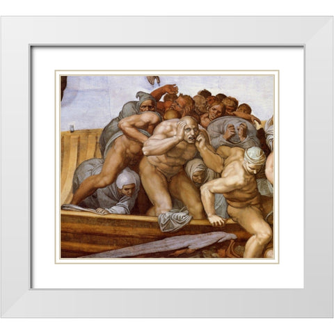 Detail From The Last Judgement 28 White Modern Wood Framed Art Print with Double Matting by Michelangelo