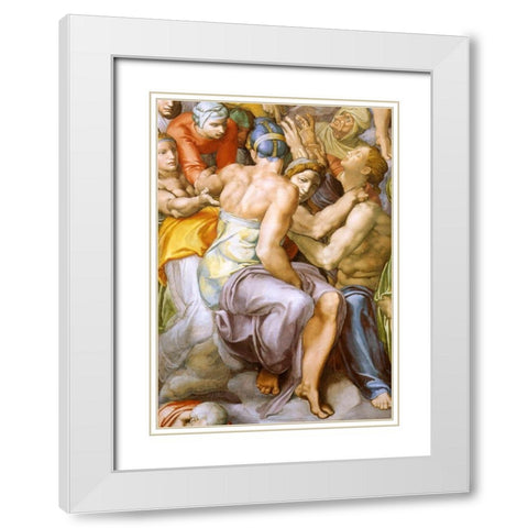 Detail From The Last Judgement 30 White Modern Wood Framed Art Print with Double Matting by Michelangelo