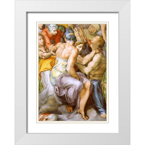 Detail From The Last Judgement 30 White Modern Wood Framed Art Print with Double Matting by Michelangelo