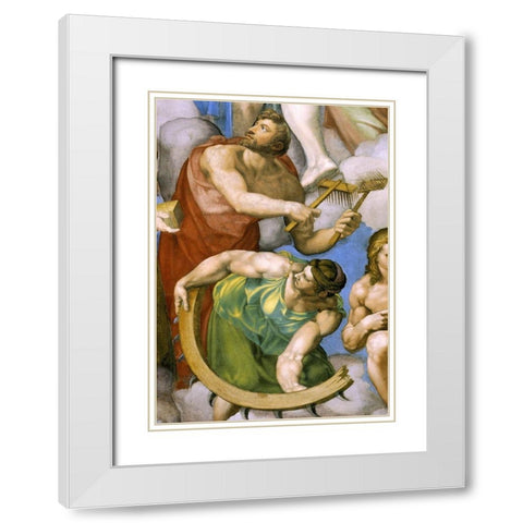 Detail From The Last Judgement 32 White Modern Wood Framed Art Print with Double Matting by Michelangelo