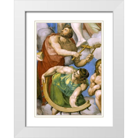 Detail From The Last Judgement 32 White Modern Wood Framed Art Print with Double Matting by Michelangelo