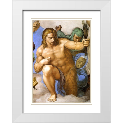 Detail From The Last Judgement 33 White Modern Wood Framed Art Print with Double Matting by Michelangelo