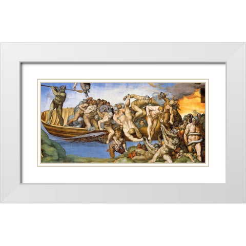 Detail From The Last Judgement 34 White Modern Wood Framed Art Print with Double Matting by Michelangelo