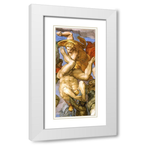 Detail From The Last Judgement 35 White Modern Wood Framed Art Print with Double Matting by Michelangelo