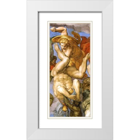 Detail From The Last Judgement 35 White Modern Wood Framed Art Print with Double Matting by Michelangelo