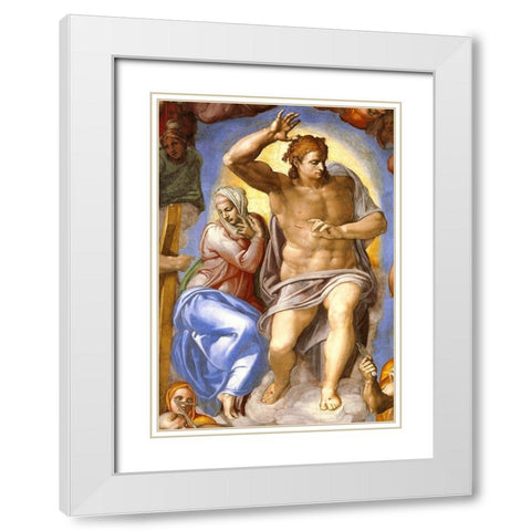 Detail From The Last Judgement 4 White Modern Wood Framed Art Print with Double Matting by Michelangelo