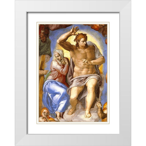 Detail From The Last Judgement 4 White Modern Wood Framed Art Print with Double Matting by Michelangelo