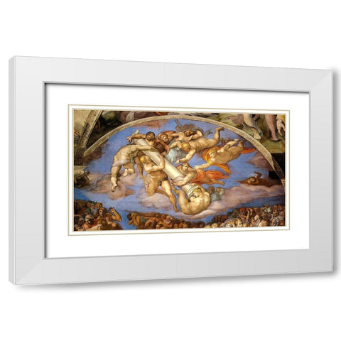 Detail From The Last Judgement 7 White Modern Wood Framed Art Print with Double Matting by Michelangelo