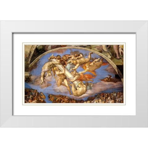 Detail From The Last Judgement 7 White Modern Wood Framed Art Print with Double Matting by Michelangelo