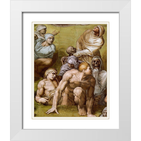 Detail From The Last Judgement 8 White Modern Wood Framed Art Print with Double Matting by Michelangelo