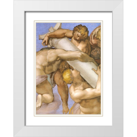 Detail From The Last Judgement (1) White Modern Wood Framed Art Print with Double Matting by Michelangelo