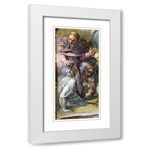 Detail From The Last Judgement (A Tonsured Priest) White Modern Wood Framed Art Print with Double Matting by Michelangelo