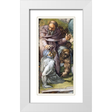 Detail From The Last Judgement (A Tonsured Priest) White Modern Wood Framed Art Print with Double Matting by Michelangelo