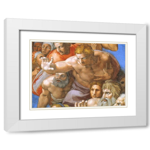 Detail From The Last Judgement - Christ White Modern Wood Framed Art Print with Double Matting by Michelangelo