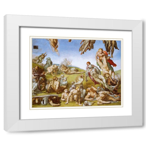 Detail From The Last Judgement - Resurrection Of The Dead White Modern Wood Framed Art Print with Double Matting by Michelangelo