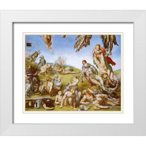 Detail From The Last Judgement - Resurrection Of The Dead White Modern Wood Framed Art Print with Double Matting by Michelangelo