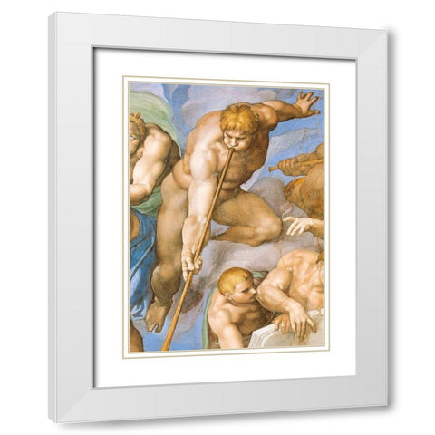 Detail From The Last Judgement (Resurrection Of The Dead) White Modern Wood Framed Art Print with Double Matting by Michelangelo