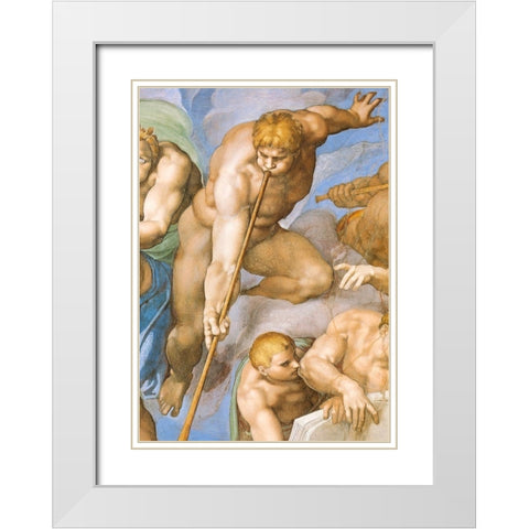 Detail From The Last Judgement (Resurrection Of The Dead) White Modern Wood Framed Art Print with Double Matting by Michelangelo