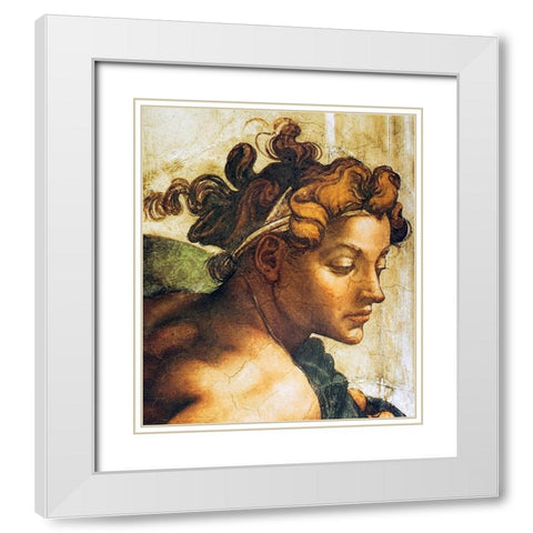 Head Of A Nude White Modern Wood Framed Art Print with Double Matting by Michelangelo