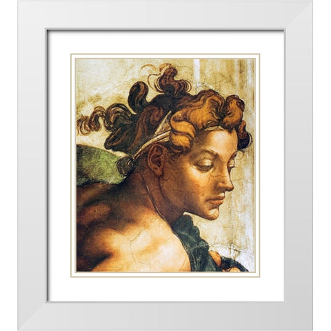 Head Of A Nude White Modern Wood Framed Art Print with Double Matting by Michelangelo