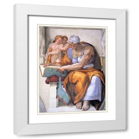The Cumean Sibyl White Modern Wood Framed Art Print with Double Matting by Michelangelo