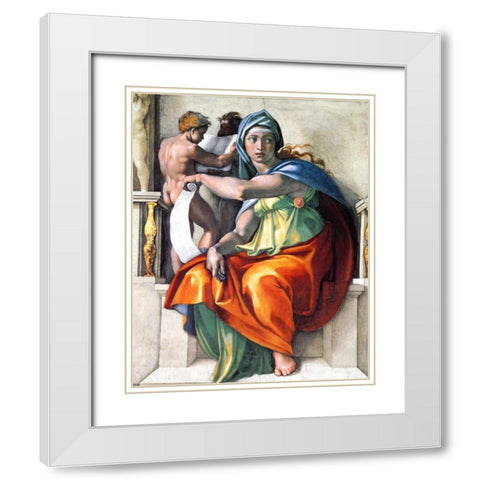 The Delphic Sibyl White Modern Wood Framed Art Print with Double Matting by Michelangelo