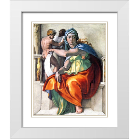 The Delphic Sibyl White Modern Wood Framed Art Print with Double Matting by Michelangelo