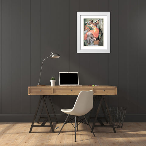 The Libyan Sibyl White Modern Wood Framed Art Print with Double Matting by Michelangelo