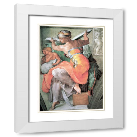 The Libyan Sibyl White Modern Wood Framed Art Print with Double Matting by Michelangelo