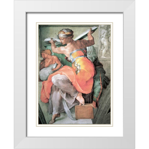 The Libyan Sibyl White Modern Wood Framed Art Print with Double Matting by Michelangelo