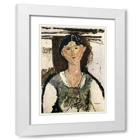 Beatrice Hastings 1915 White Modern Wood Framed Art Print with Double Matting by Modigliani, Amedeo