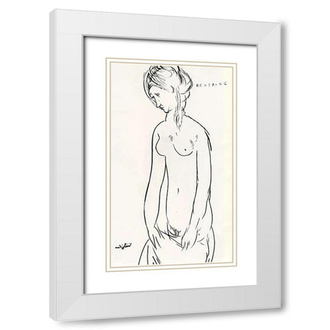 Beatrice Hastings Nude White Modern Wood Framed Art Print with Double Matting by Modigliani, Amedeo